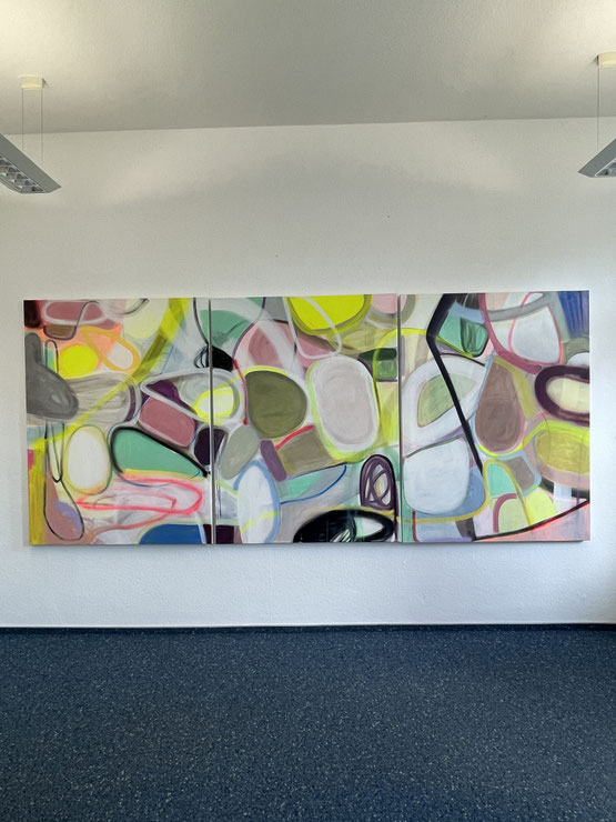 Unobvious XXIX Triptychon 2025 Acryl auf Leinwand 160 x 360 cm 