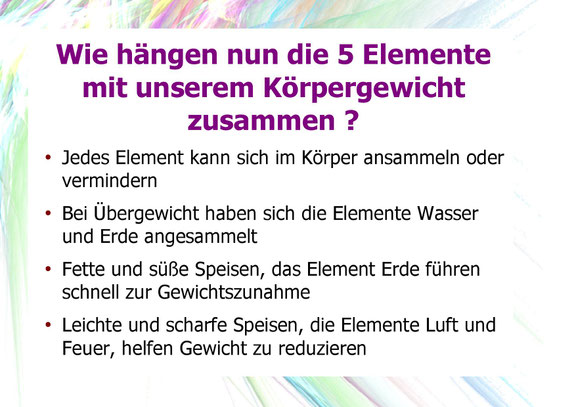 Wie hängen die 5 Elemente mit unserem Körpergewicht zusammen?