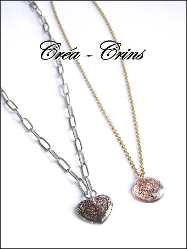 pendentif résine et crin de cheval personnalisé acier inoxydable