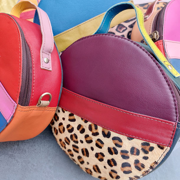 ledertasche Crossbody bunt Kuhfell Soruka rund