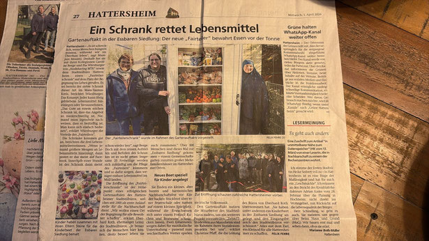 Zeitungsartikel "Ein Schrank rettet Lebensmittel