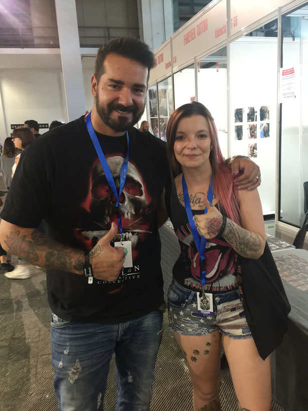 Pia Vegas und Angelo Nicolella tätowierer Barcelona Tattoo Expo