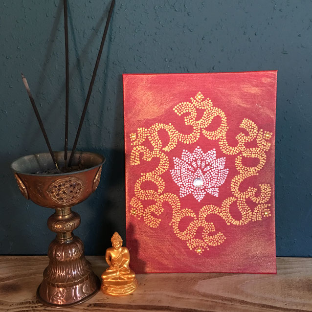 OM mit Lotus, Bildgröße 20 x 30 cm