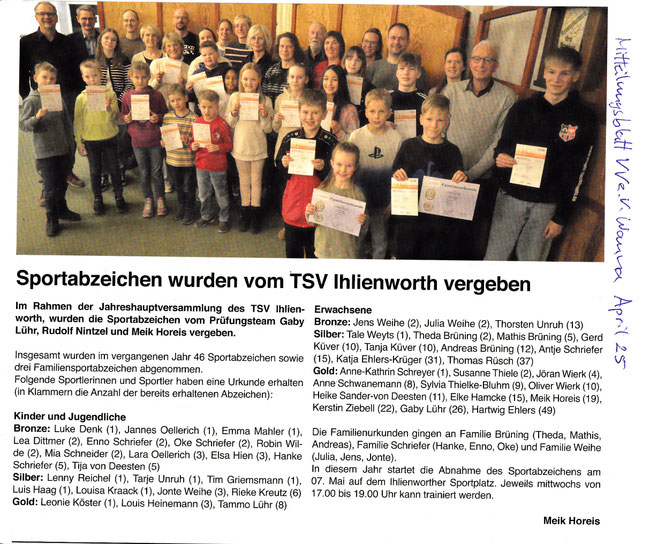 Mitteilungsblatt des VV Wanna, Ausgabe April