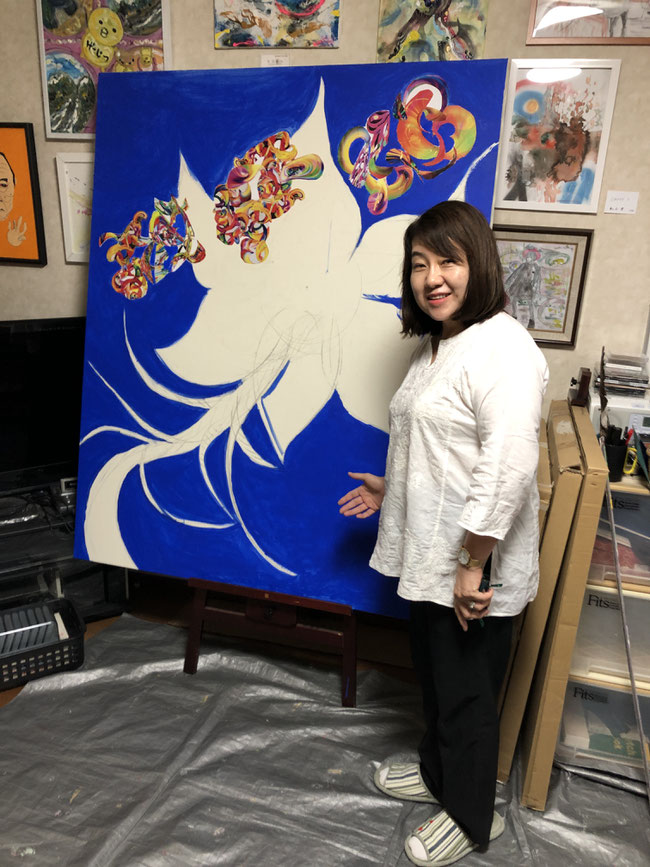 100号を途中まで描き上げた愛弟子：TAmAKIさん