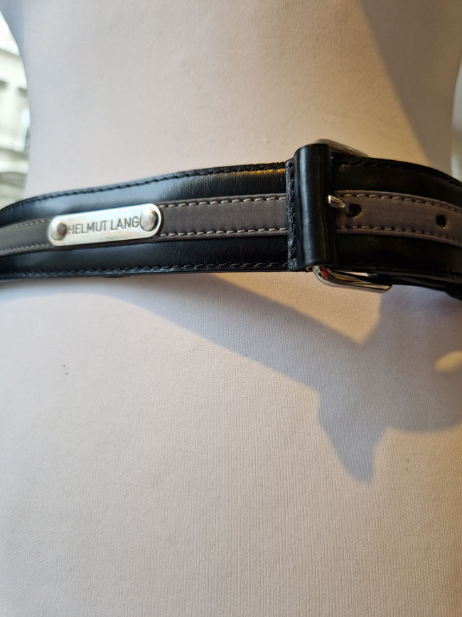 HELMUT LANG 1990s black belt with reflective stripe