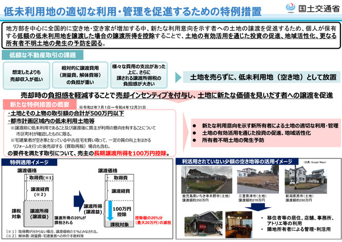 低未利用地の適切な利用・管理を促進するための特別措置