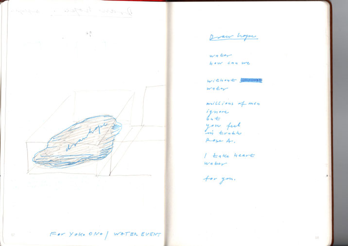SKETCHBOOK 2019. Draw Hope. Yoko Ono - Water Event. Museum für Bildenden Künste Leipzig. Series of colour drawings