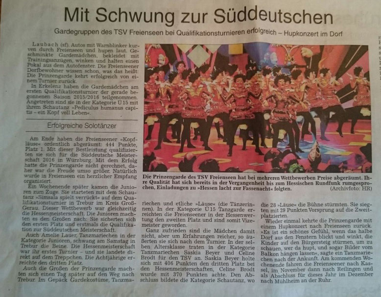 Bericht aus der Gießener Allgemeinen Zeitung am 09.10.2015