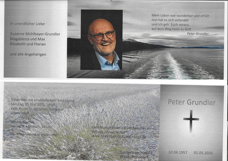 Traueranzeige Peter Grundler