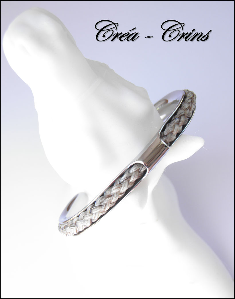 bracelet crin de cheval acier inoxydable tréssé