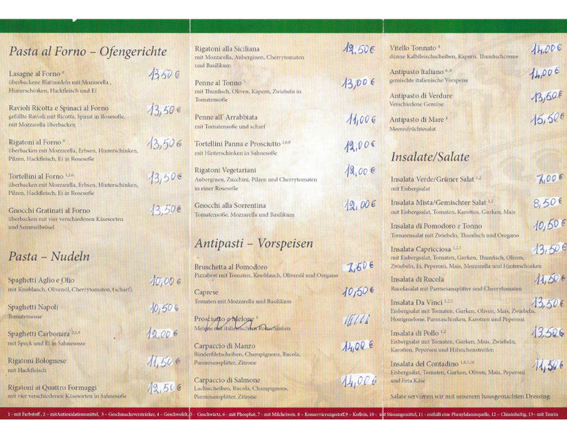 Abholkarte Ristorante Pizzeria Da Vinci Vaihingen Enz