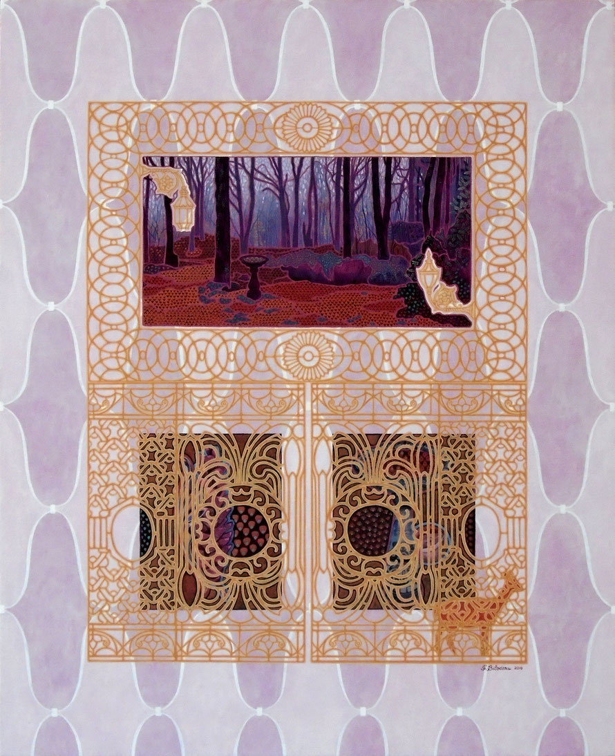 Attente, brèche, flux. Acrylique sur bois. 76 cm x 61 cm. 2019.  Copyright Johanne Bilodeau.  -- DISPONIBLE
