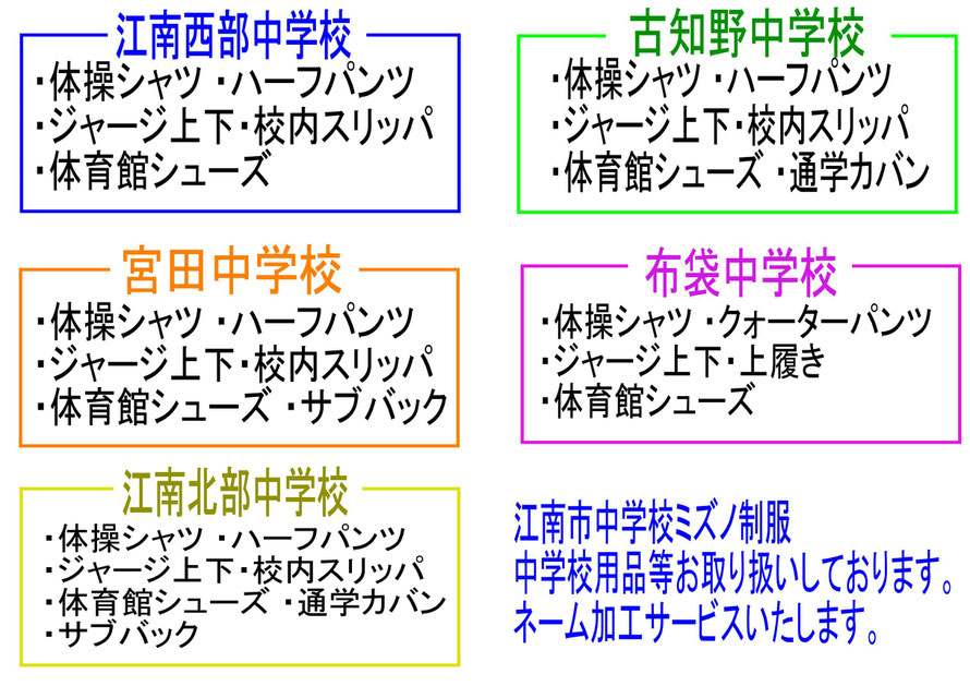 ジャージ上下、体育館シューズ等