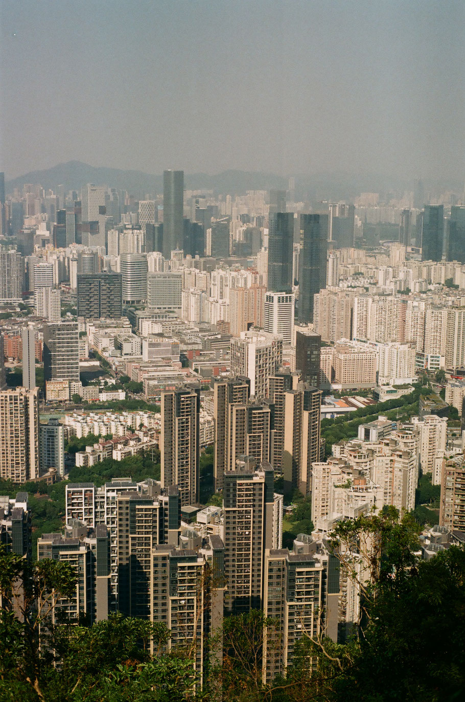 Shenzhen from above. We climbed a steep hill in 30 degree heat and 80% humidity for whatever reason. We could see Hong Kong from the very top