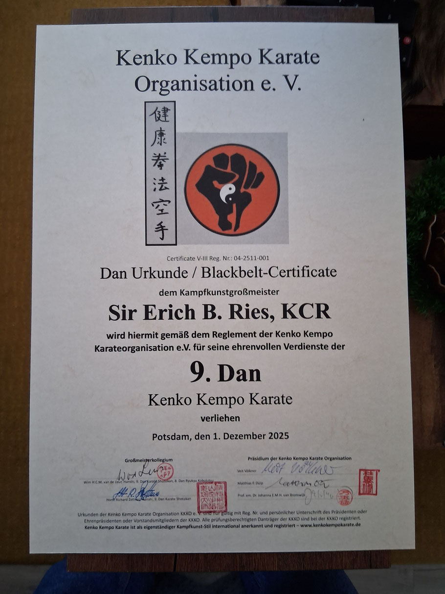 9. Dan Kenko Kempo Karate Sir Erich B. Ries