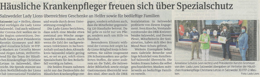 Bericht der Volksstimme vom 08. 06. 2020