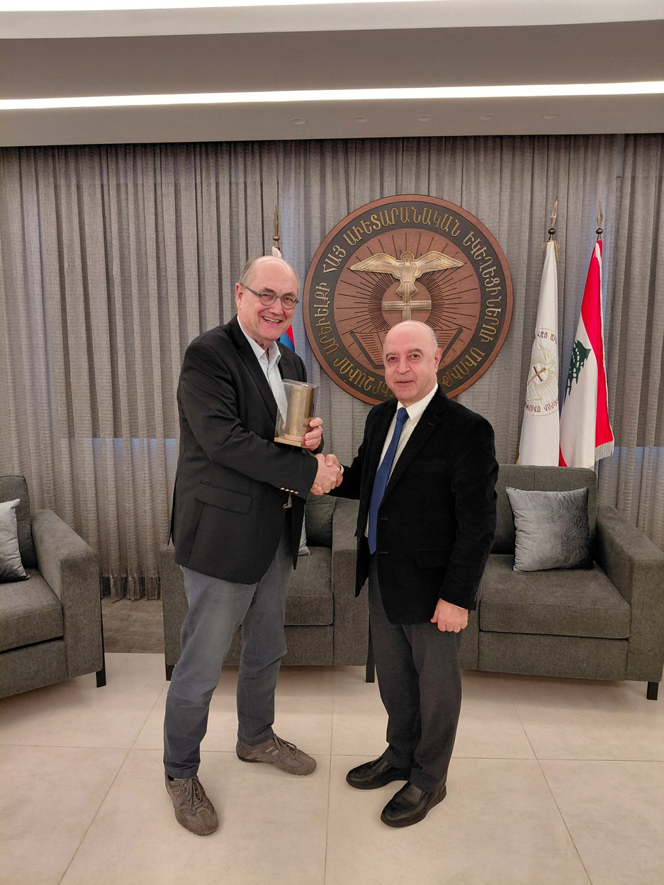 Präsident des GAW, Martin Dutzmann, und Paul Haidostian bei einem Treffen am 2. Februar 2026 in Beirut, Foto: Enno Haaks/GAW
