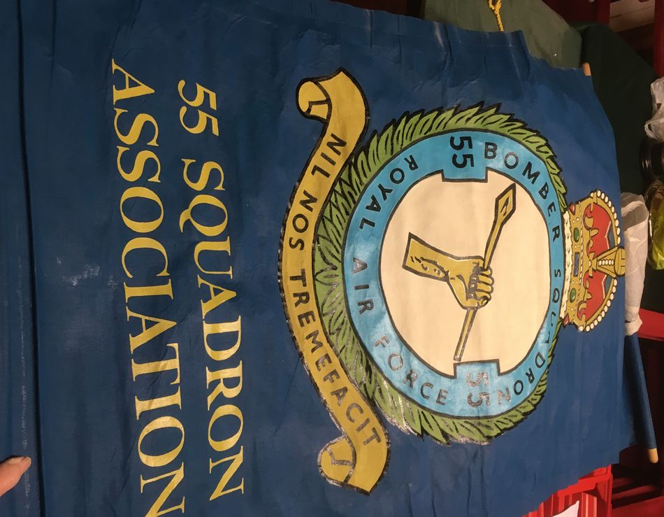 The Banner as found by Adam Hammett with inscription 55 Bomber Squadron and the King's crown, before delivery at Marham