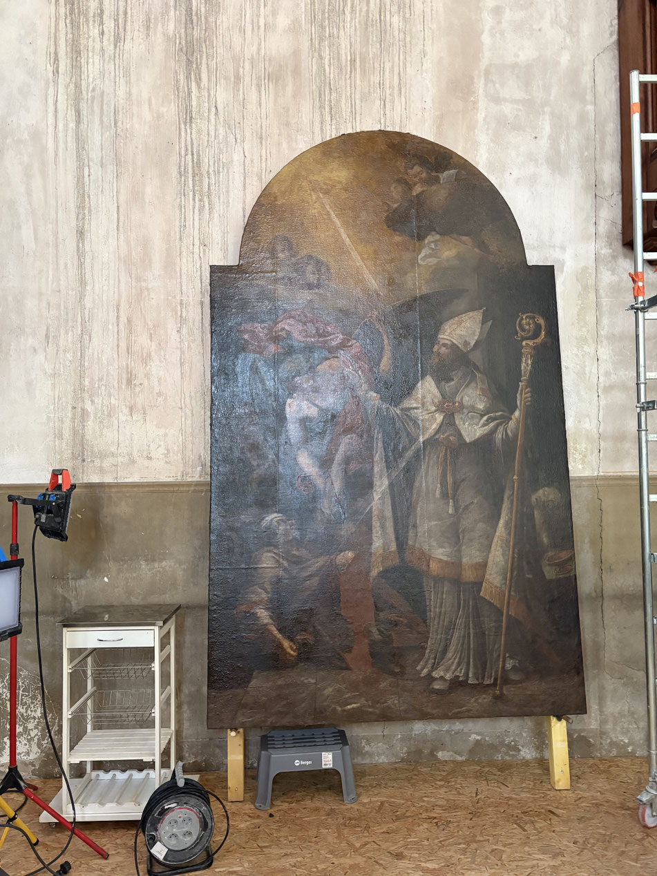 Dans l'église Notre-Dame de Rouffach, un immense tableau peint en 1728 par Andreas von Wyhl est actuellement en cours de restauration