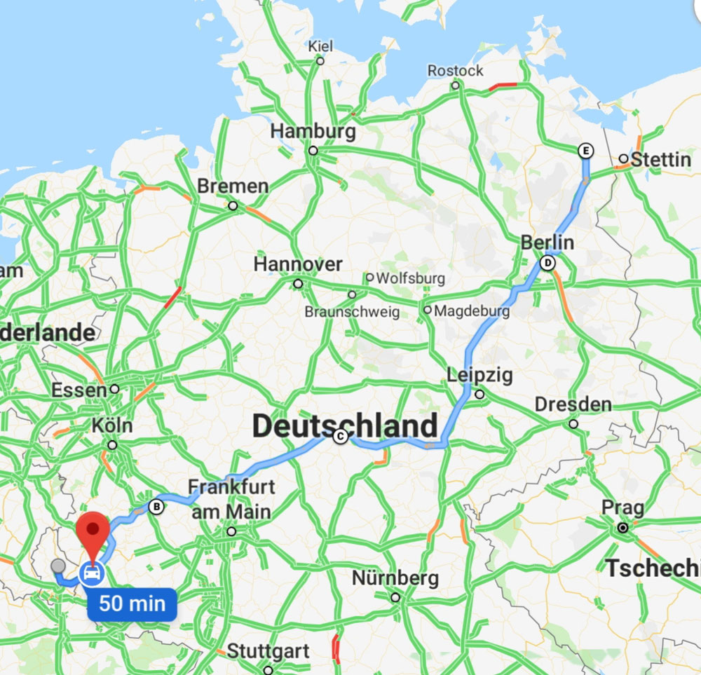 Einmal quer durch Deutschland - 1 000 Kilometer - dann sind wir erst zu Hause. 