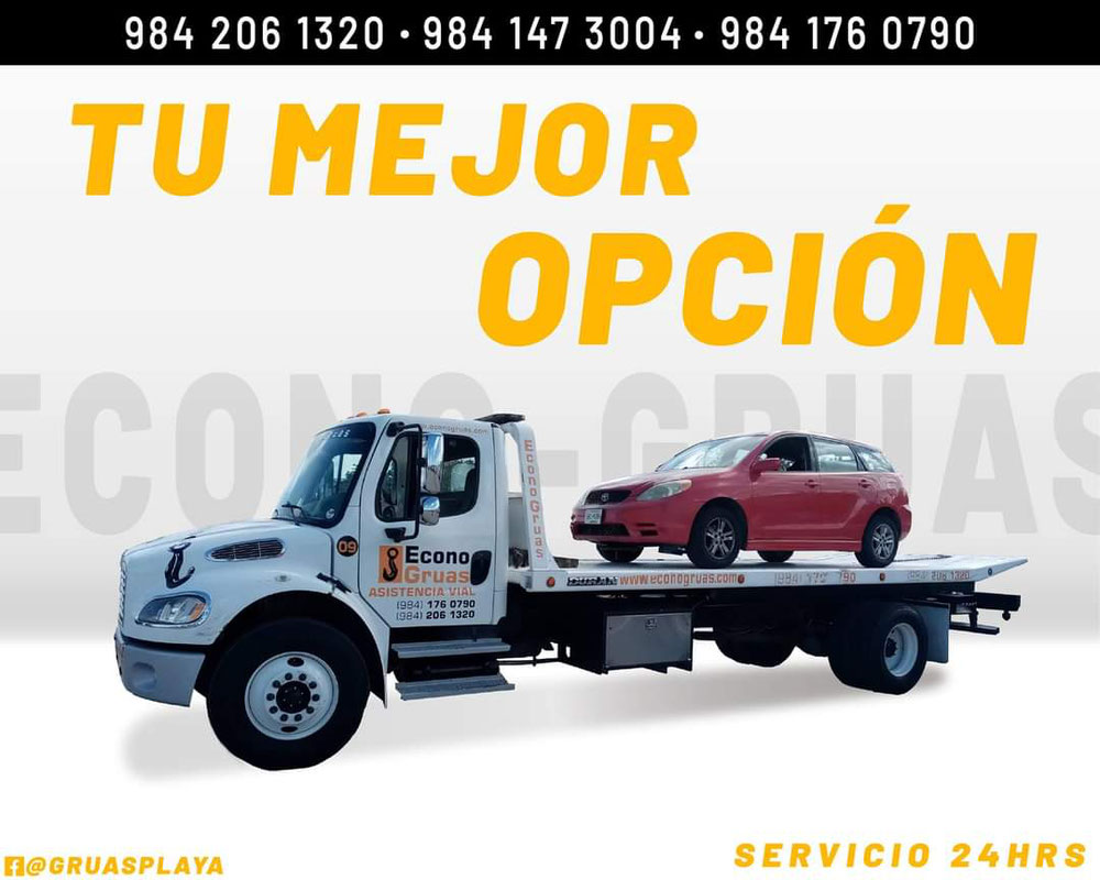 ESTAMOS PARA SERVIRTE  Trabajamos las 24 horas del día los 365 días del año para brindarte el servicio de calidad que tú mereces!  📞 Contáctanos a los números📞 9842061320 9841760790 9841473004  📍 Acude a nuestras instalaciones, estamos en Av 115 y calle 14 norte.  También visita nuestra pagina web: 🌐 www.econogruas.net  Y síguenos en Twitter @gruasplaya