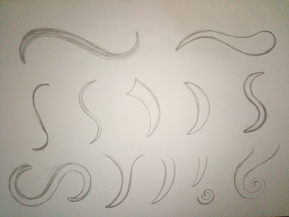 Planche 1.nuages, et formes végétales.