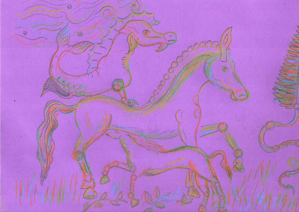 Légende équine gauloise, le cheval marin descend des océans célestes.
