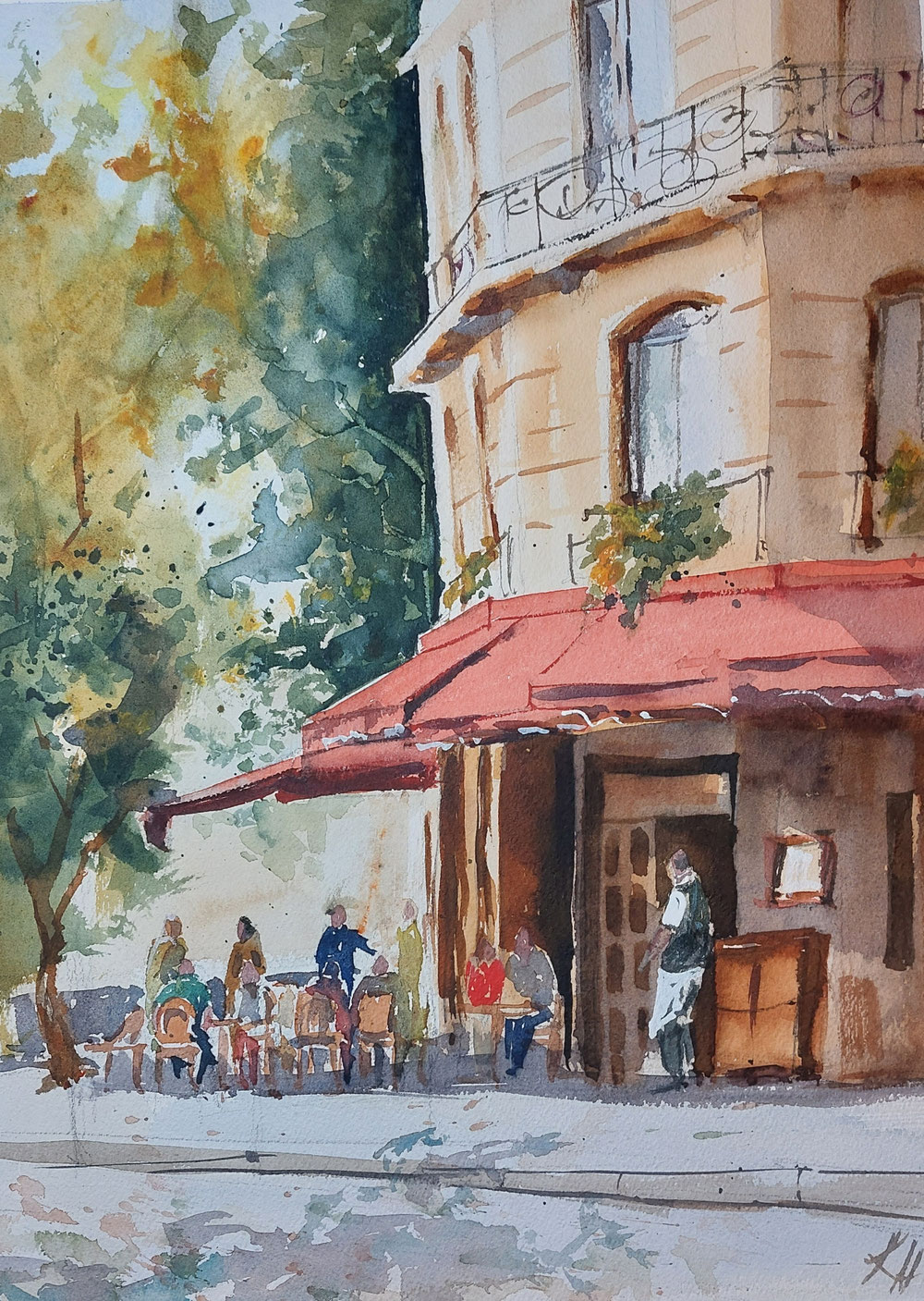 "In einem kleinen Pariser Cafe" 50x60cm