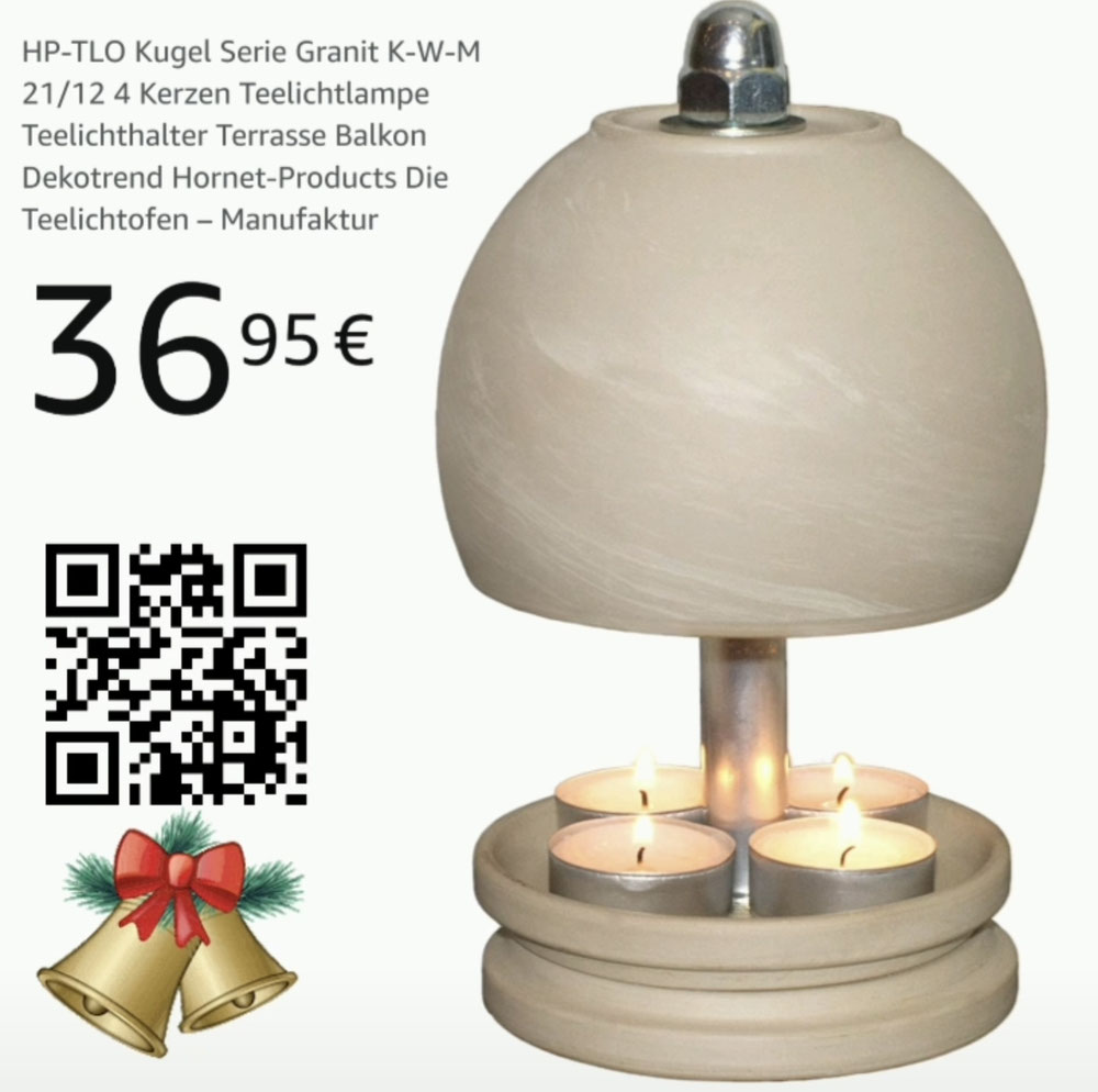Teelichtlampe aus Ton in Granit Optik
