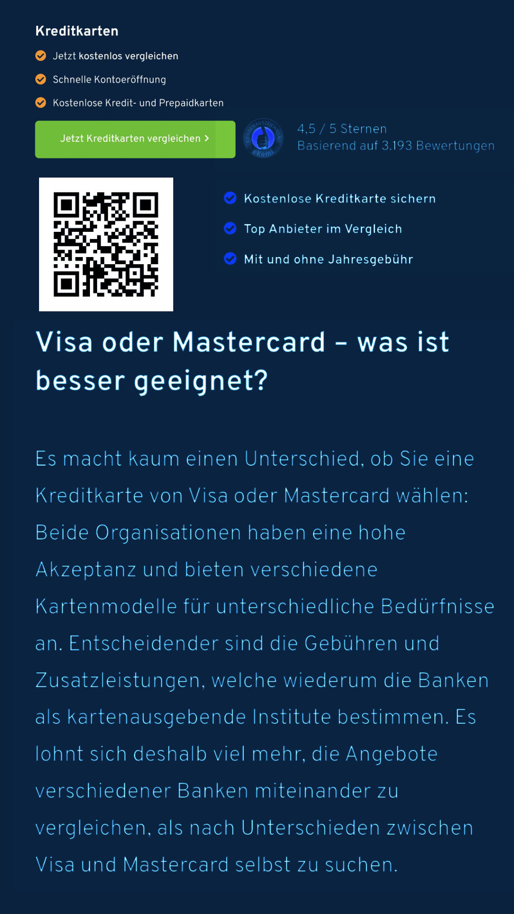 VISA ODER MASTERCARD
