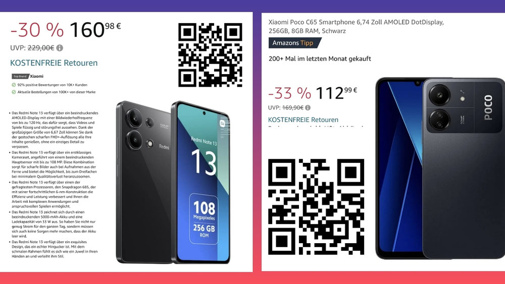 XIAOMI SMARTPHONES POCO C65 & redmi NOTE 13