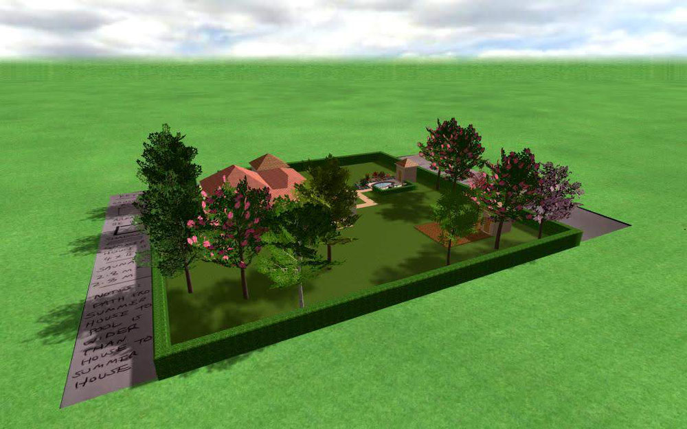 3D Garden Design Overlaying A 2D Plan