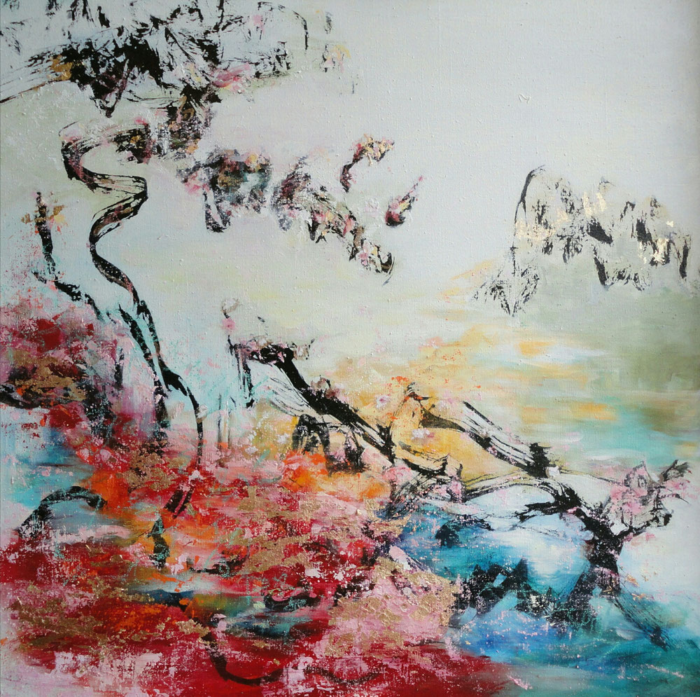 Golden Garden, 80 x 80, mixed media on canvas / private collection