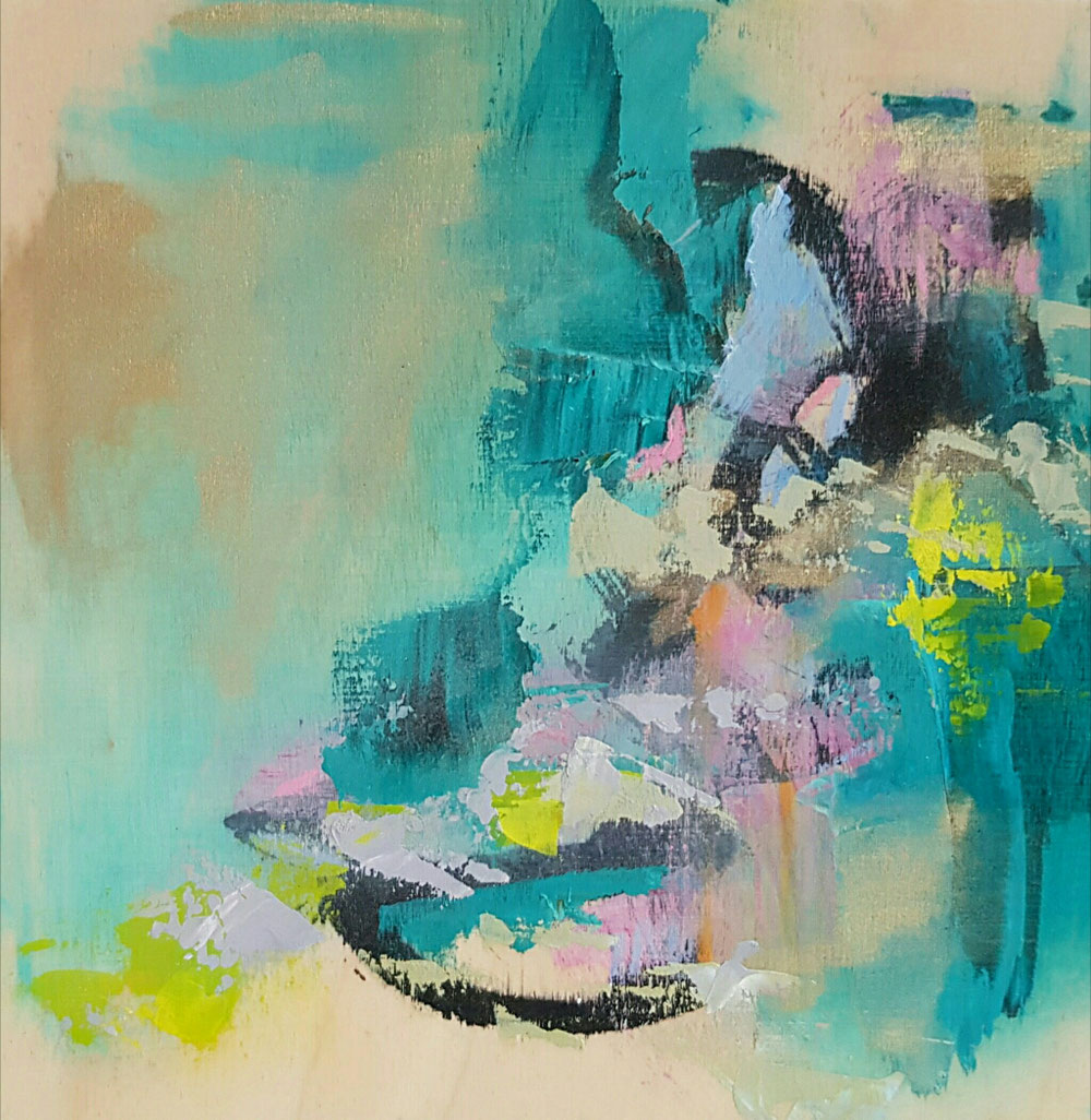 Something blue, 20 x 20, mixed media on plywood / private collection  