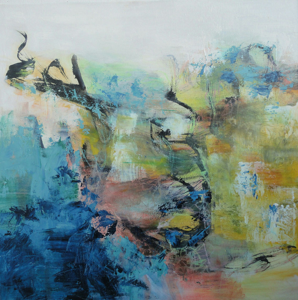 Night escapes, 60 x 60, mixed media on canvas / private collection