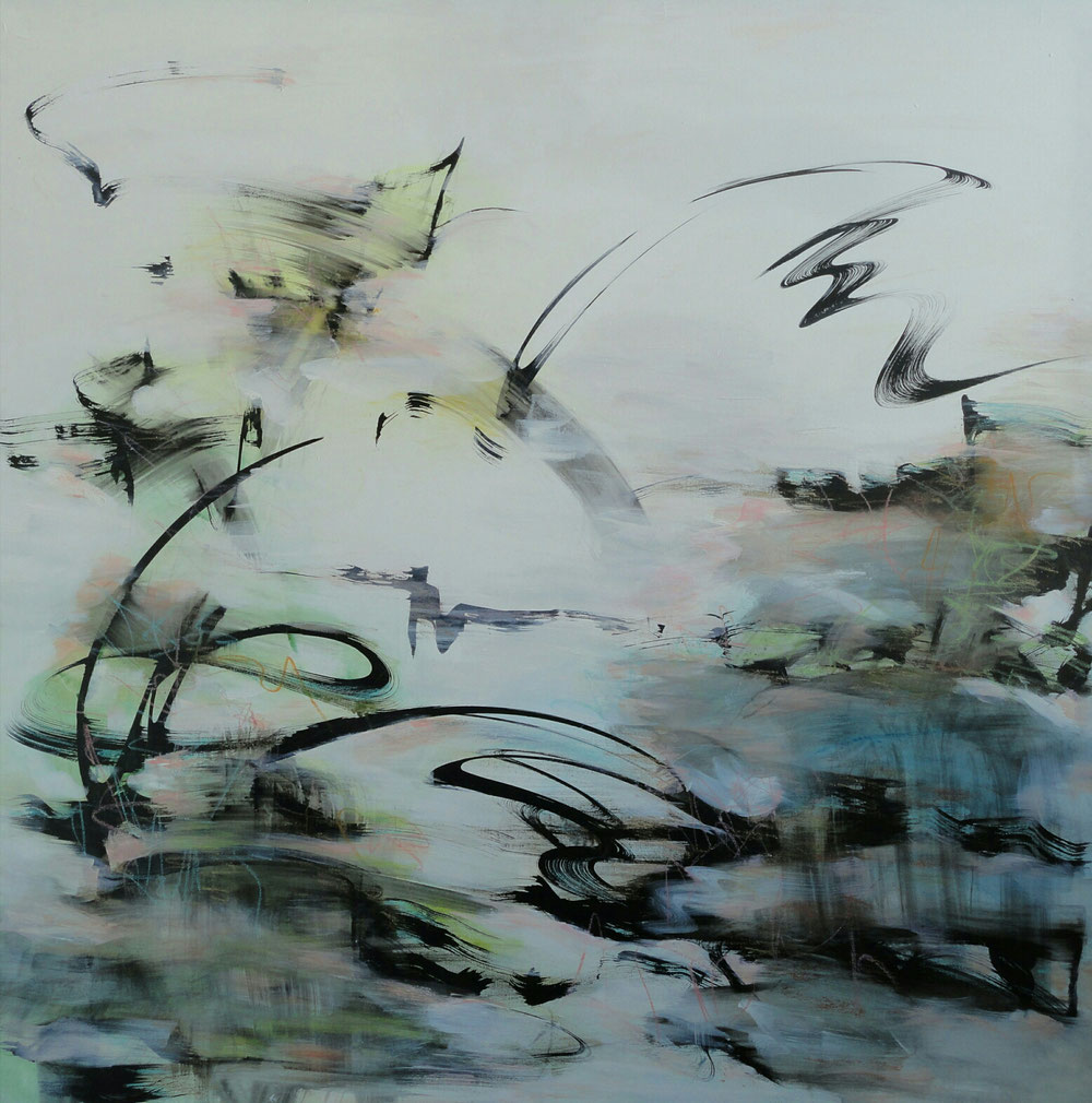 Its windy in the willows, 98 x 98, mixed media on canvas / public collection