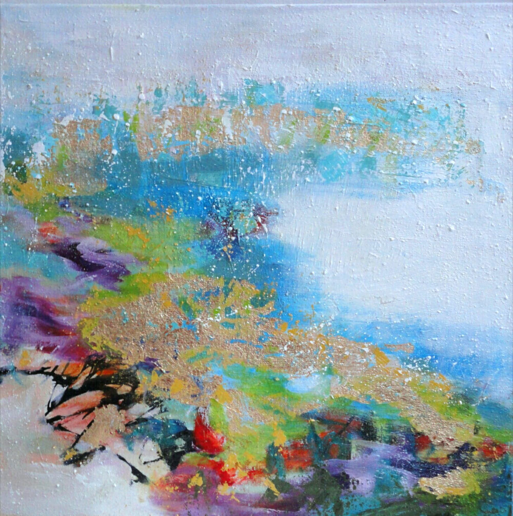 Last winter day, 40 x 40, mixed media.on linen / private collection