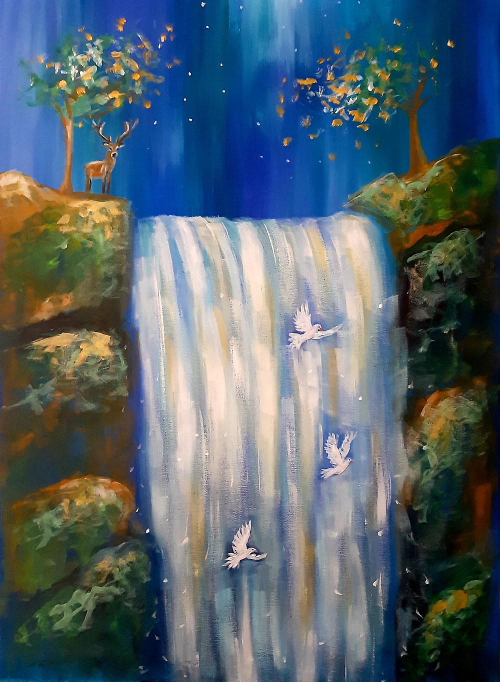 Wasserfall von Gottes Liebe, Gnade und Erbarmen 50×70 cm