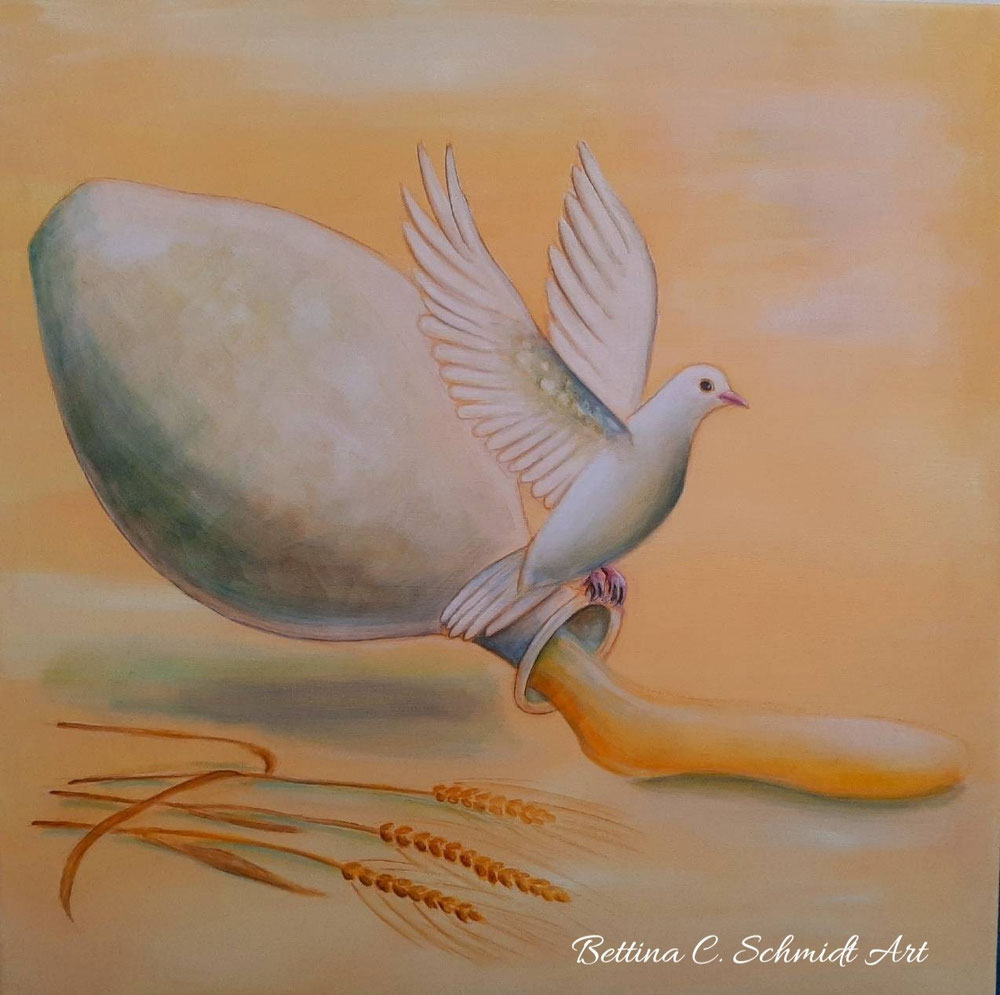 Öl der Freude, Versorgung und Heilung. Acryl auf Leinwand 50x50 cm