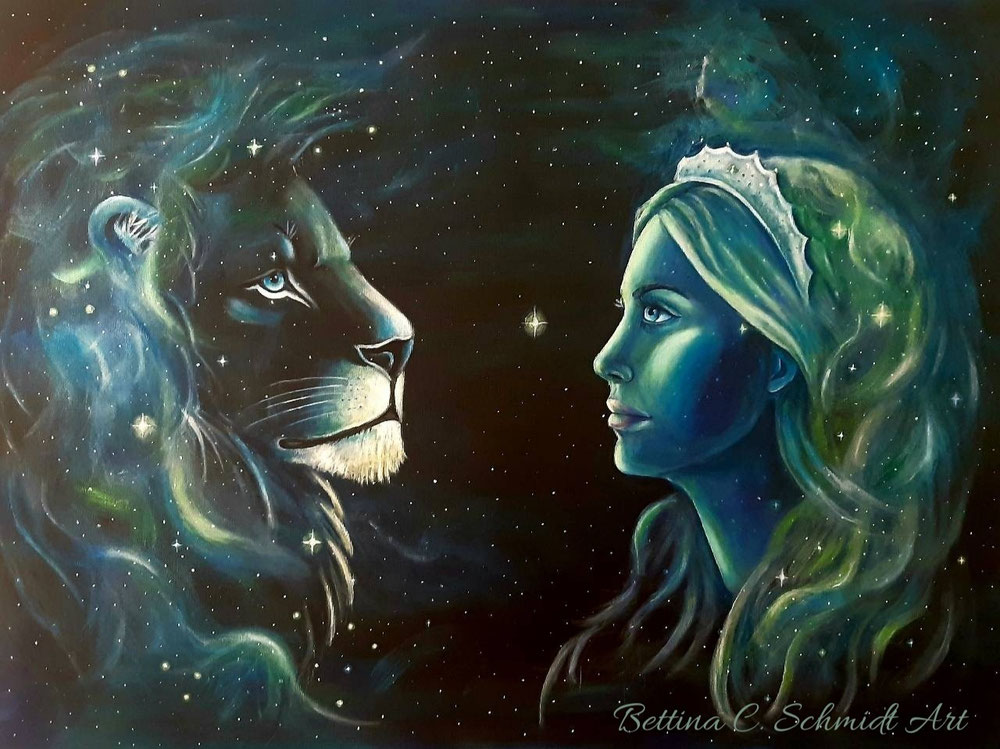 Der Löwe und die Braut/Herr des Alls. Acryl auf Leinwand 60x80 cm
