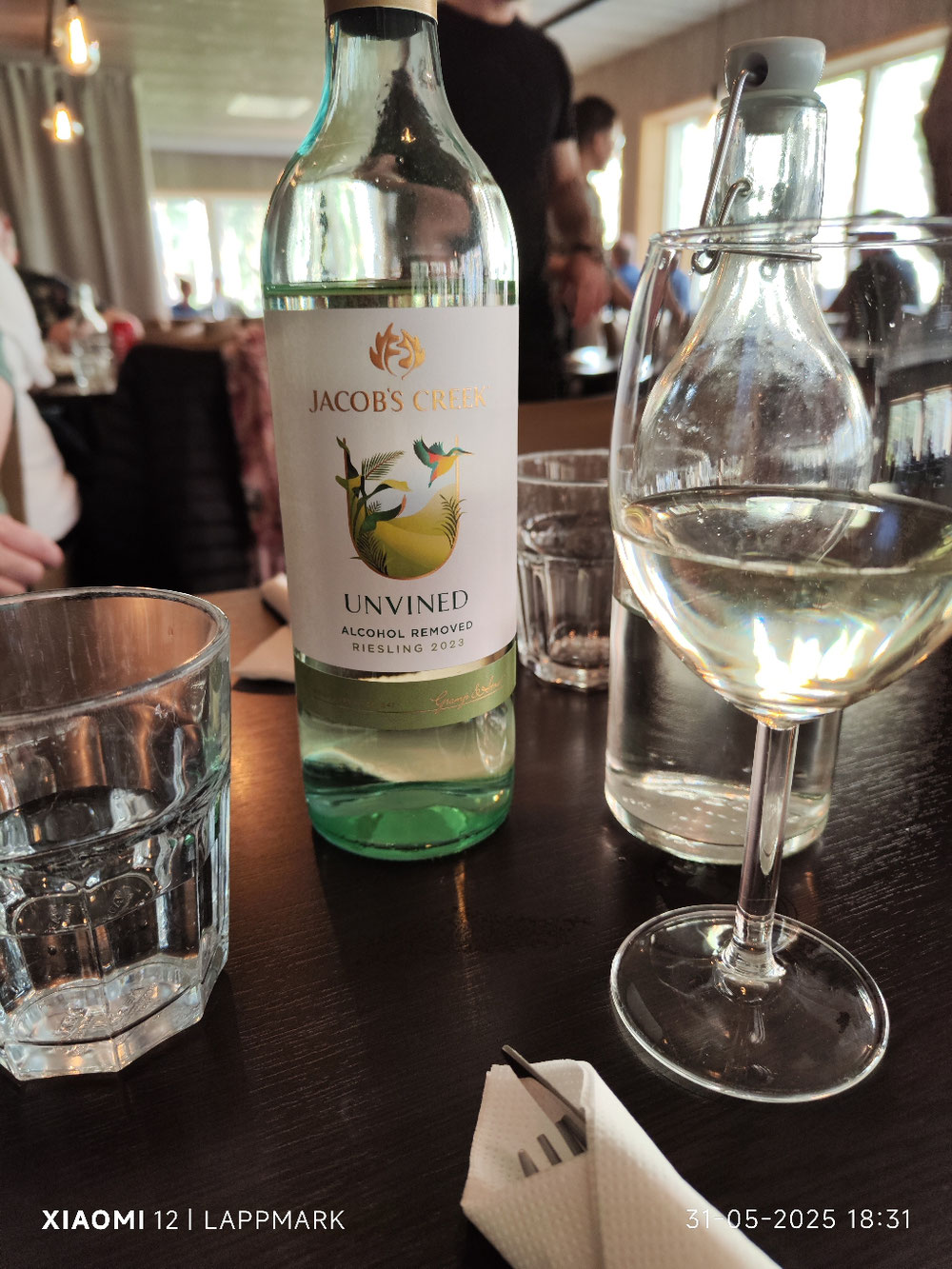 Jacob Creek, unvined vine, een Riesling van 2023. Een heerlijke frisse wijn,