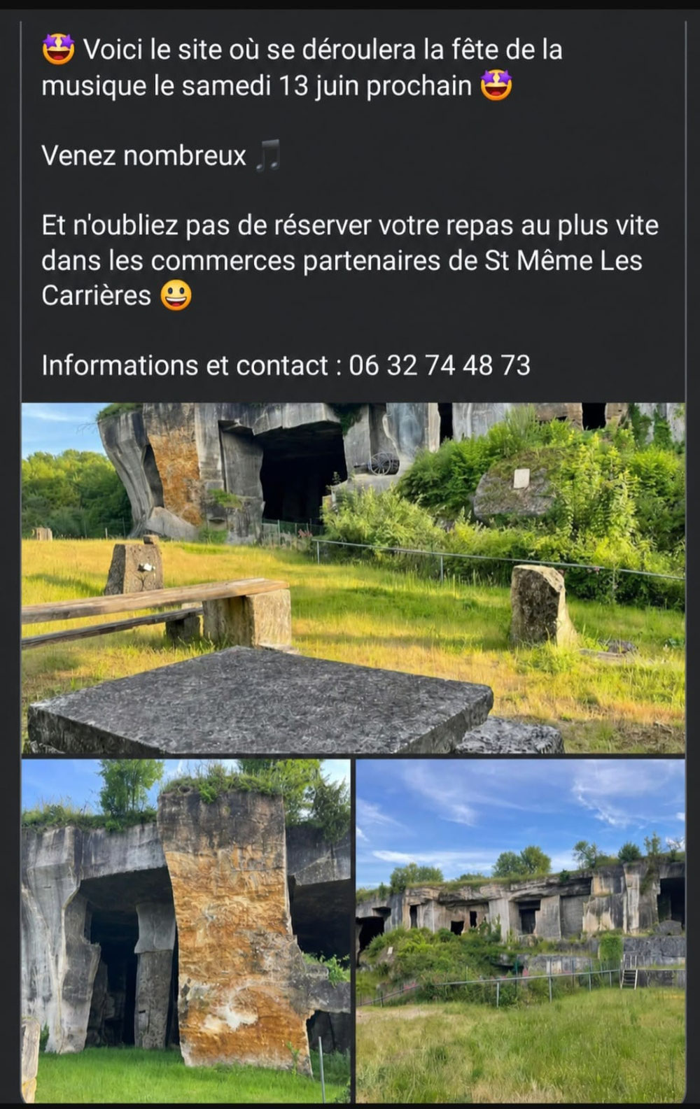 Rdv samedi 13 juin aux Carrières de St Même