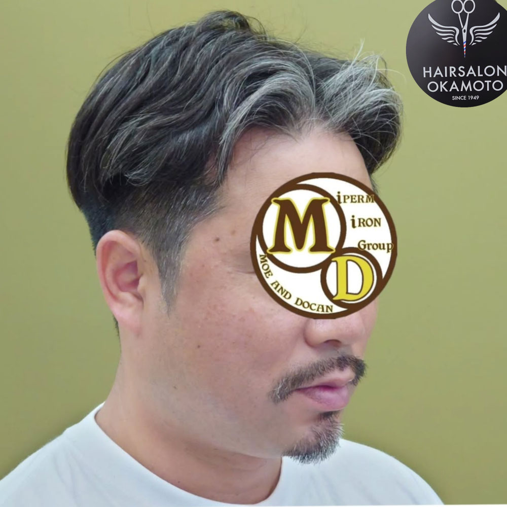 センターパートパーマ