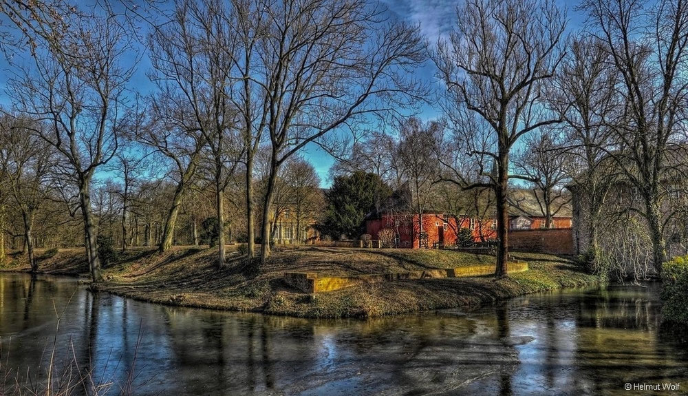 Schloss Rheydt an einem kalten Wintertag 