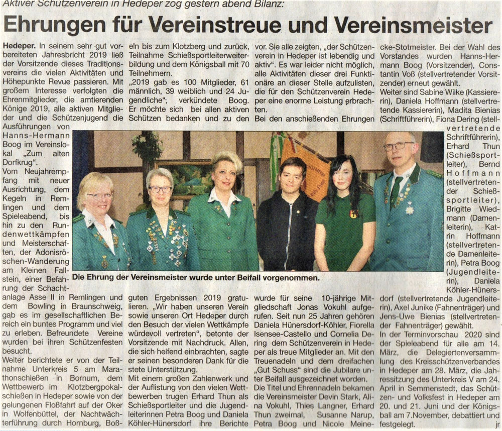 Jahreshauptversammlung 2020