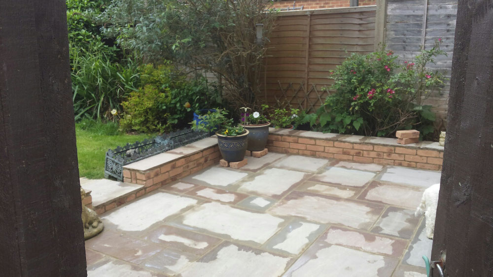 After sandstone patio and wall summer 2016