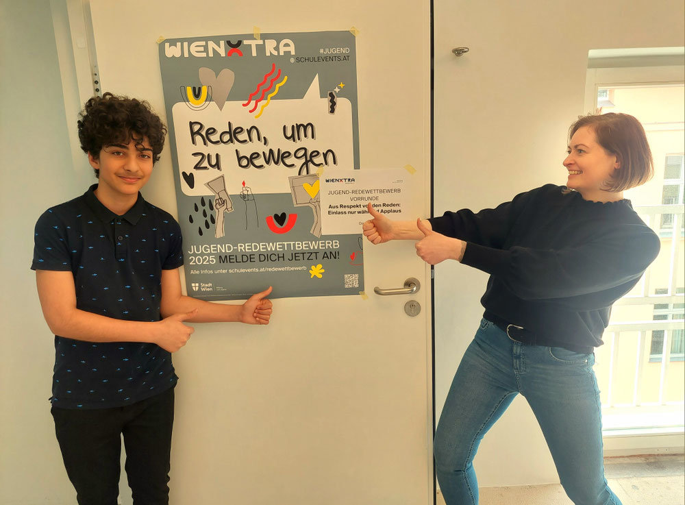 Unser Schüler Renas aus der 4a vertritt unsere Schule als erster in der Kategorie "Spontanrede". Hut ab, sich das zu trauen. QSS 23.04.2025