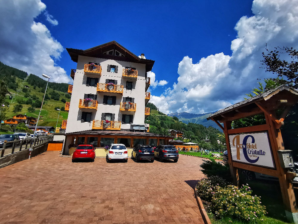Am Ziel, Hotel Cristallo in Peio Fonti