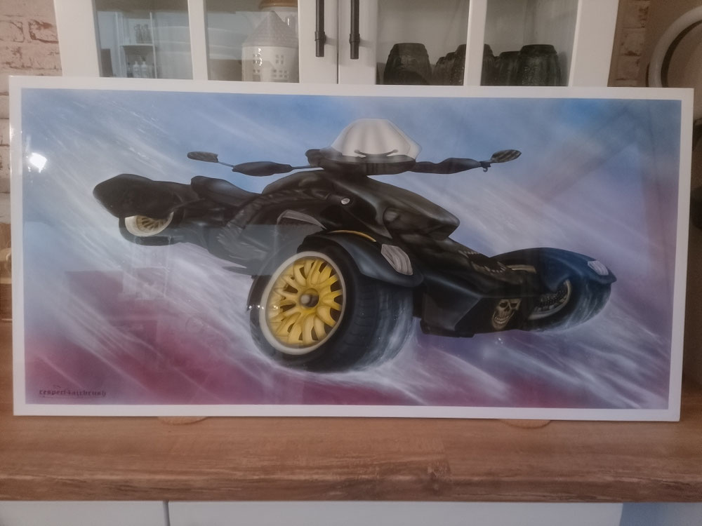Airbrush REAPER RYKER auf Alu Verbundplatte 